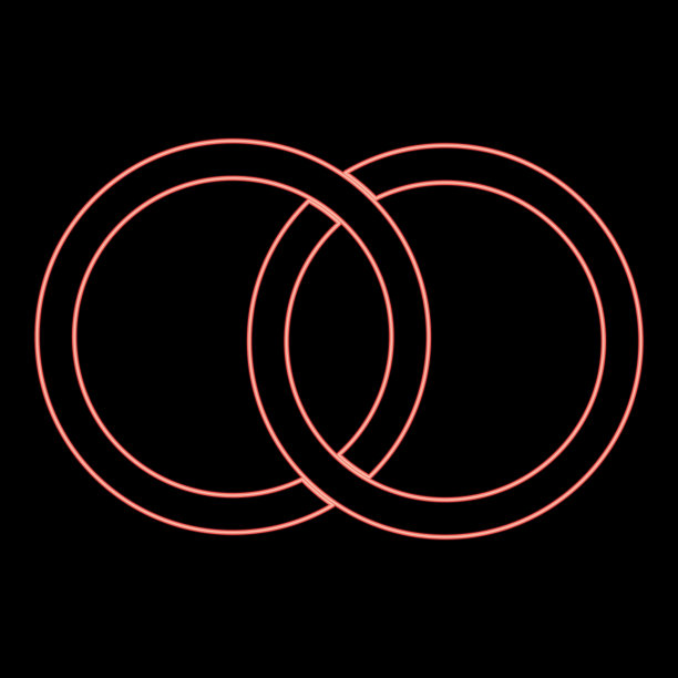 霓虹灯两联婚戒红色平图片下载