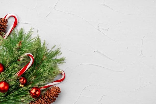 圣诞卡背景与糖果拐杖，复制空间图片下载