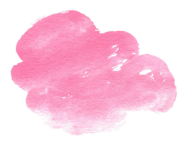 粉红色水彩形状孤立在白色的背景。手绘纹理水彩斑点图片下载