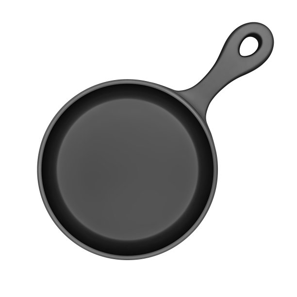 黑色煎锅孤立在白色，俯视图图片下载