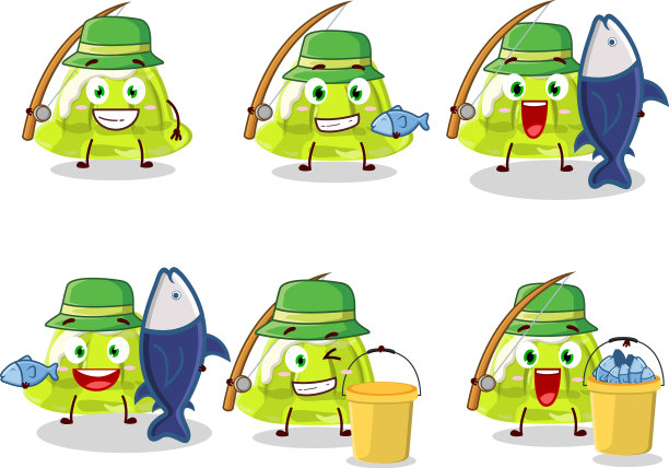 一个渔夫绿色布丁卡通图片抓了一个图片下载