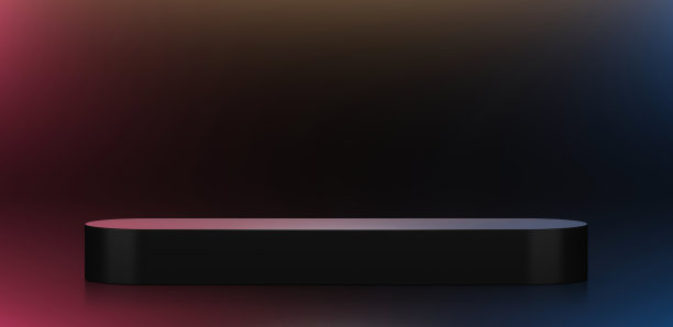 黑色长讲台背景站或空白舞台平台或最小的粉彩现代陈列柜基座上的介绍产品展览展示化妆背景与工作室模板。3 d渲染。图片下载