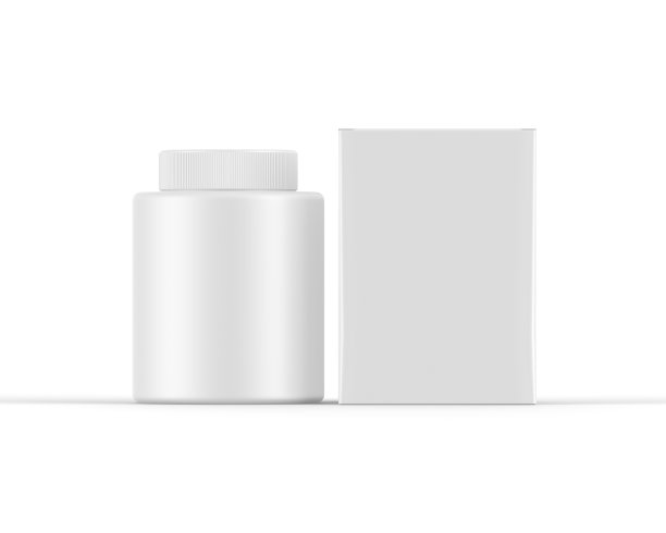空白的白色罐子模型模板孤立的白色背景，准备设计展示，3d插图图片下载