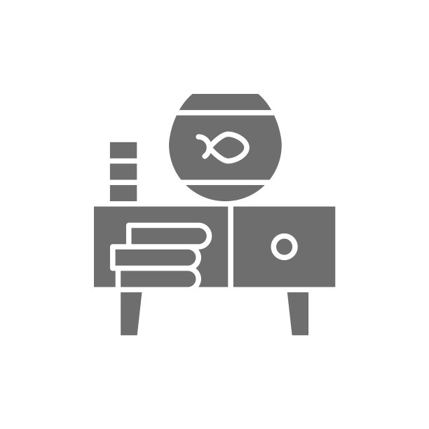 水族馆在床头柜灰色图标孤立上图片下载