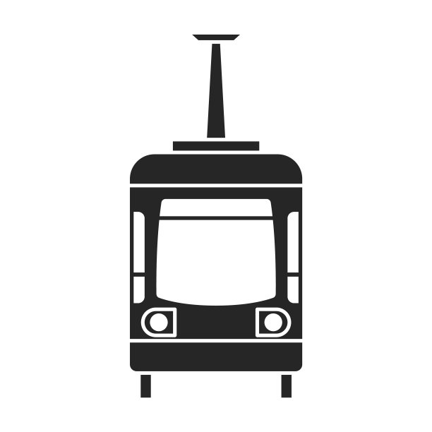 电车图标黑色图标孤立上图片下载