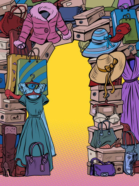 女人穿着打扮，美容和购物图片下载