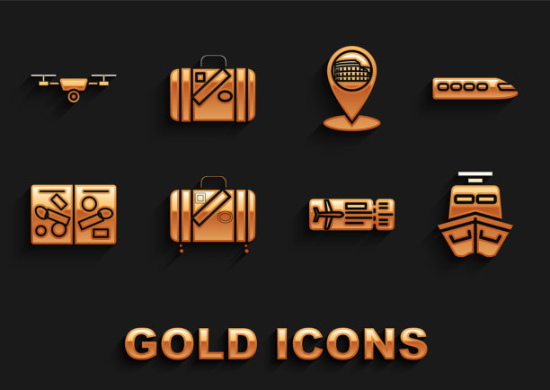 准备旅行用的旅行箱，贴火车船贴图片下载