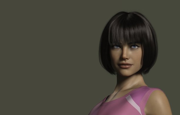 女人摆姿势。人是不真实的。她是一个3D渲染，因此不需要模型发布。图片下载