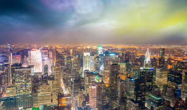 纽约城的夜晚色彩图片下载