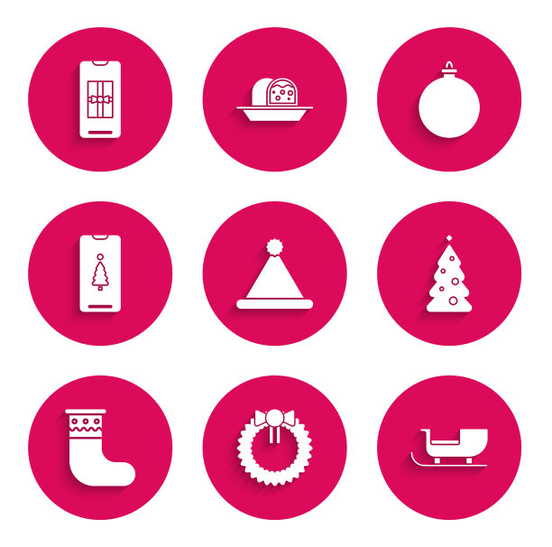 设圣诞老人帽，圣诞老人花环图片下载