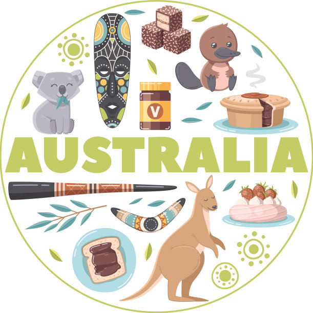 澳大利亚卡通圆形背景图片下载