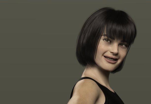 女人摆姿势。人是不真实的。她是一个3D渲染，因此不需要模型发布。图片下载