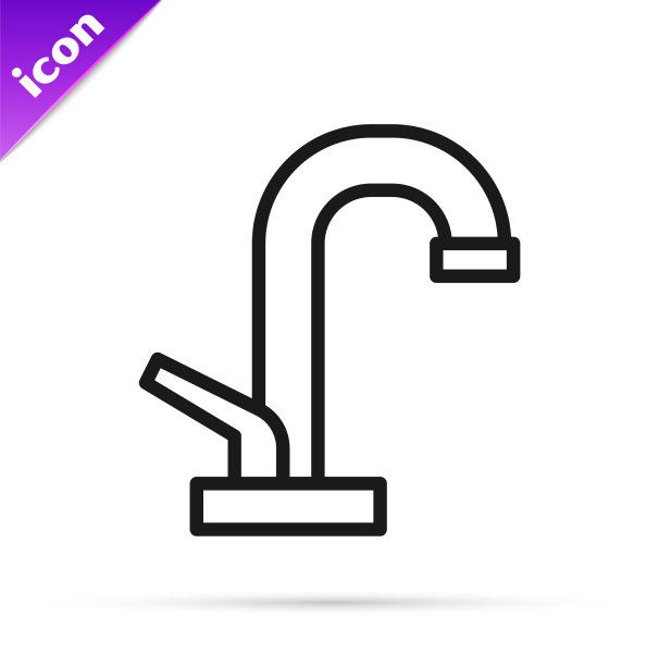 黑色线的水龙头图标隔离在白色图片下载