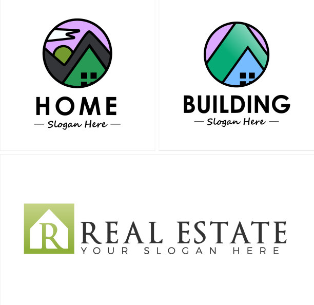房地产图标家屋顶标志设计图片下载