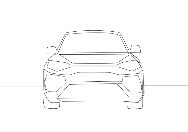 连续线画豪华越野车从图片下载