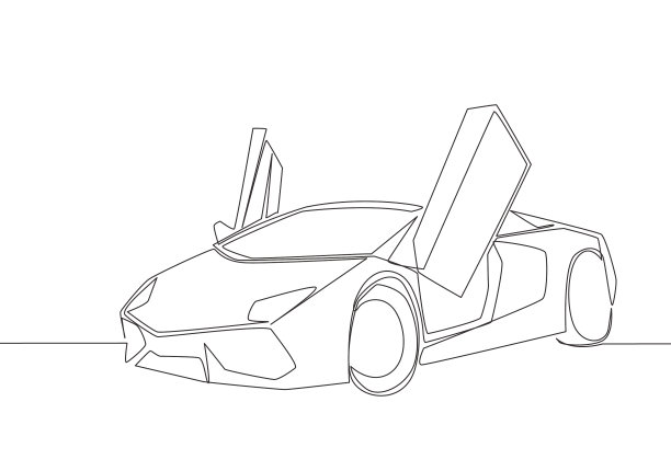 一条线画的豪华跑车图片下载