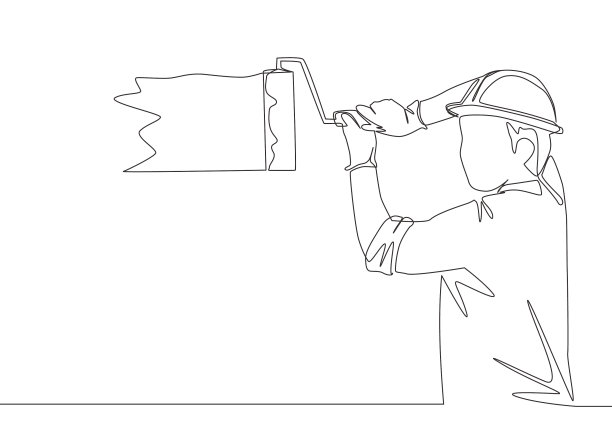 青年勤杂工单线连续画图片下载