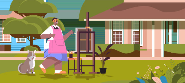 资深非洲裔美国女艺术家和狗图片下载