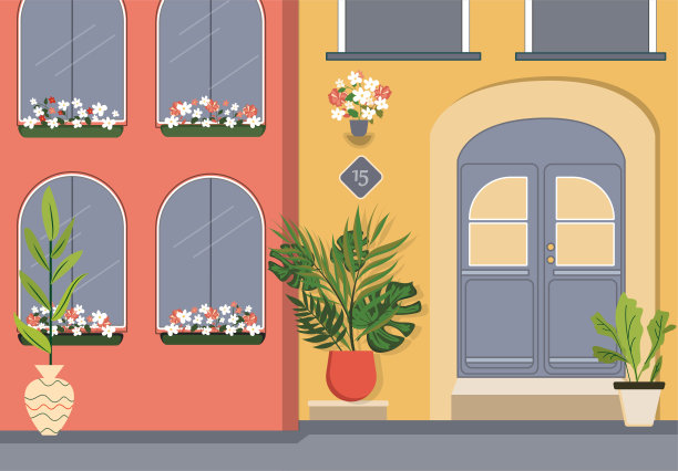 城市的插图,背景。城市景观图片下载