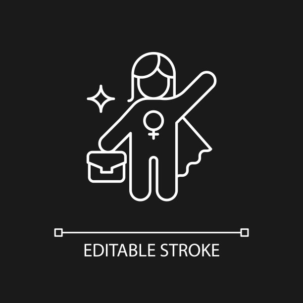 女性职业白色直线图标为黑色主题图片下载