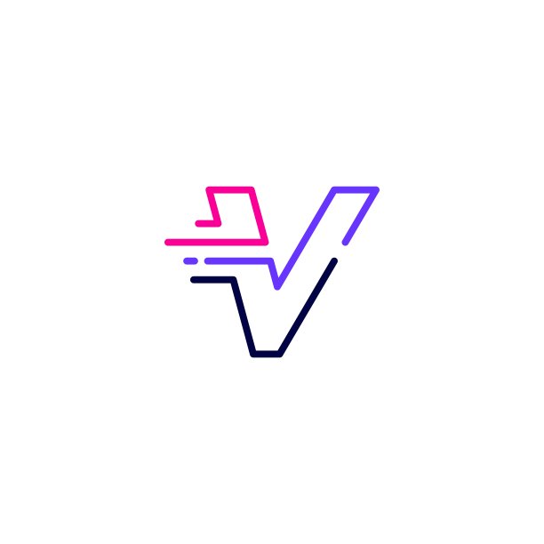 V字母虚线小写科技数字快速交付移动线条轮廓单线蓝色矢量图标图片下载