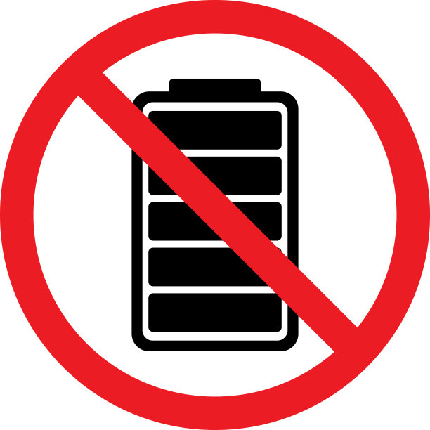 电池禁止或无电池充电标志。图片下载