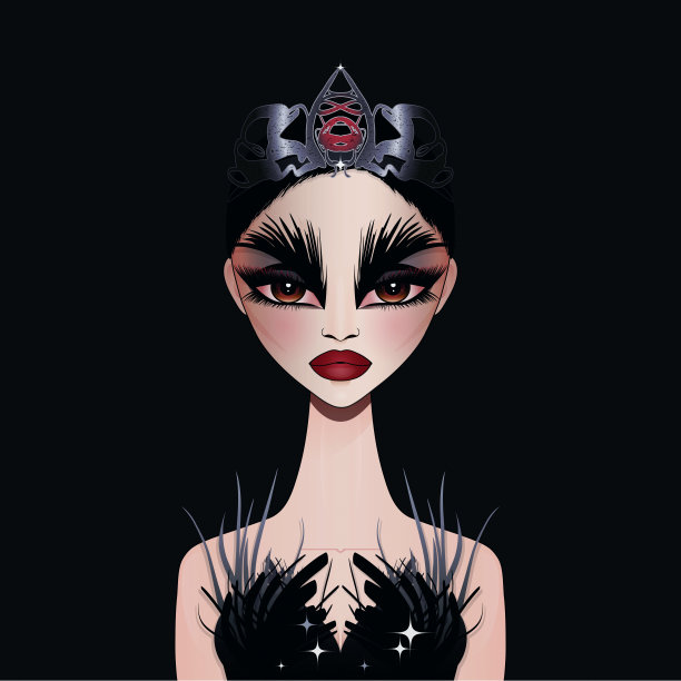 戏剧性的黑暗芭蕾舞演员矢量插图图片下载