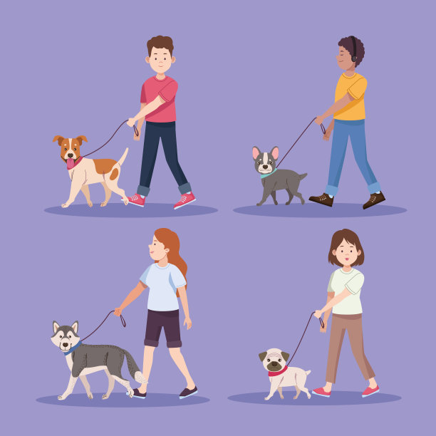 四人带狗图片下载