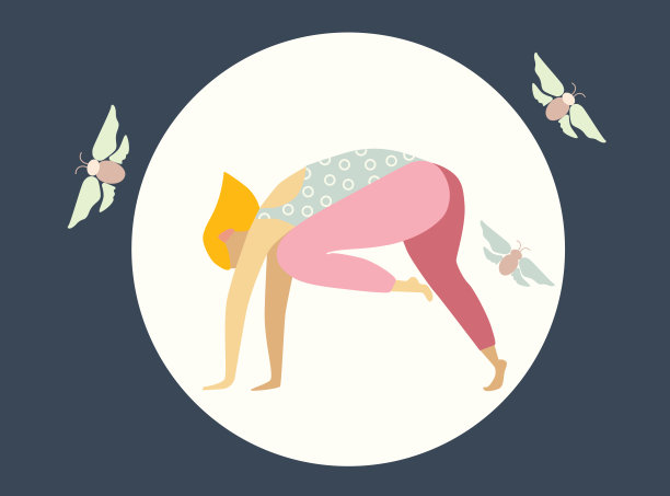 矢量插图女孩做瑜伽图片下载