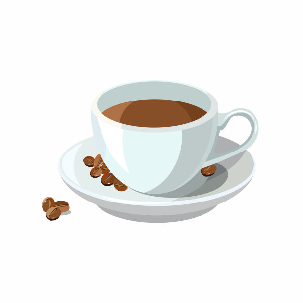 经典的酒店早餐咖啡杯配咖啡豆。海报菜单，食物设计。矢量图图片下载