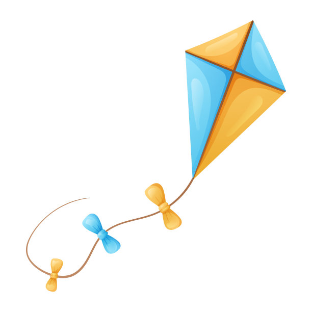 向量孤立的卡通插图儿童放飞风筝。夏季户外活动。图片下载