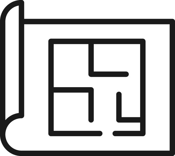 在纸上用圆形的棱角画出建筑布局的线条图标图片下载