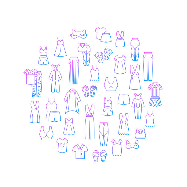 舒适的家装圈布局。家居服、睡衣。孤立的矢量股票图标插图图片下载