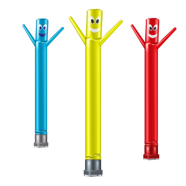 充气跳舞管男子孤立在白色背景，矢量插图。微笑的空中舞者。颜色设置。容易上色图片下载