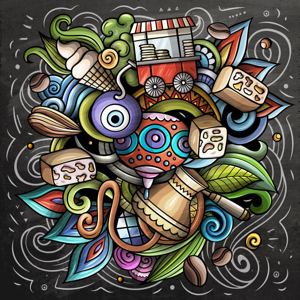 伊斯坦布尔卡通涂鸦黑板图片下载