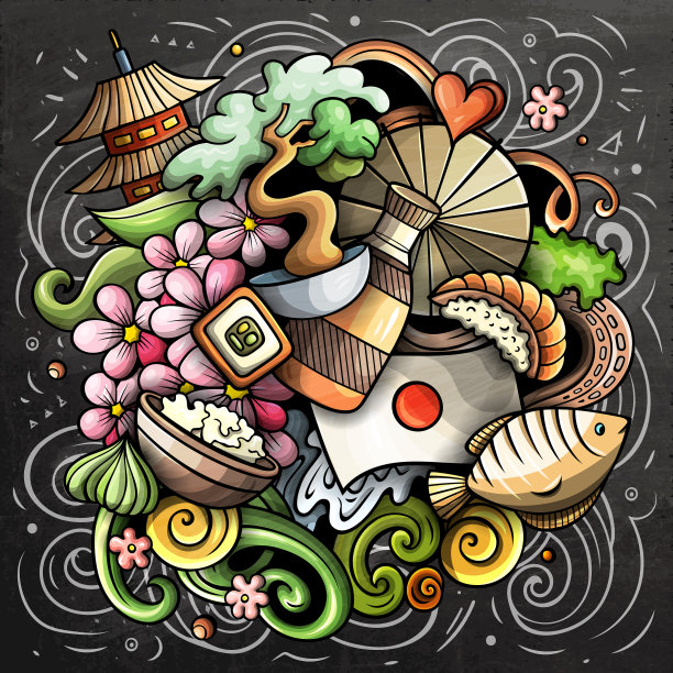 日本卡通涂鸦黑板图片下载