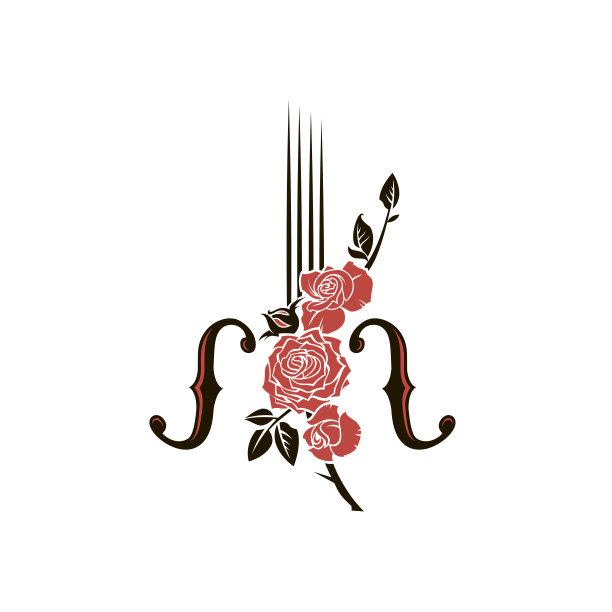 小提琴和玫瑰的象征图片下载