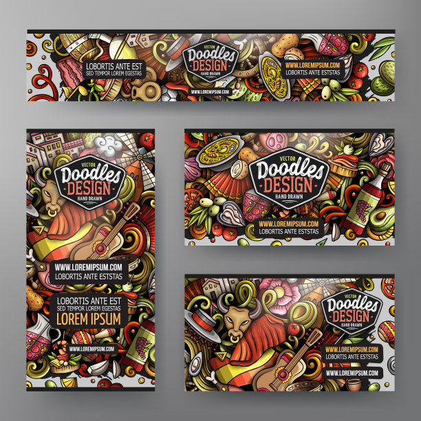 西班牙公司的卡通涂鸦集图片下载