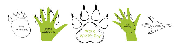 有动物足迹和人手的世界野生动物日图片下载