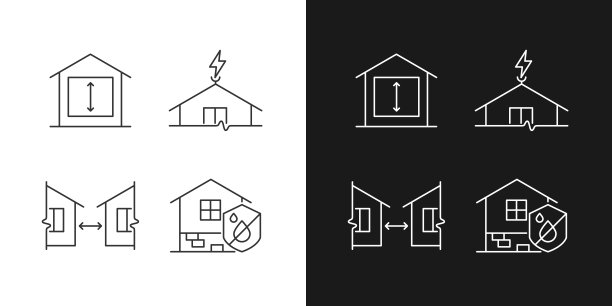 建筑安全屋线性图标设置为黑暗和光明模式图片下载