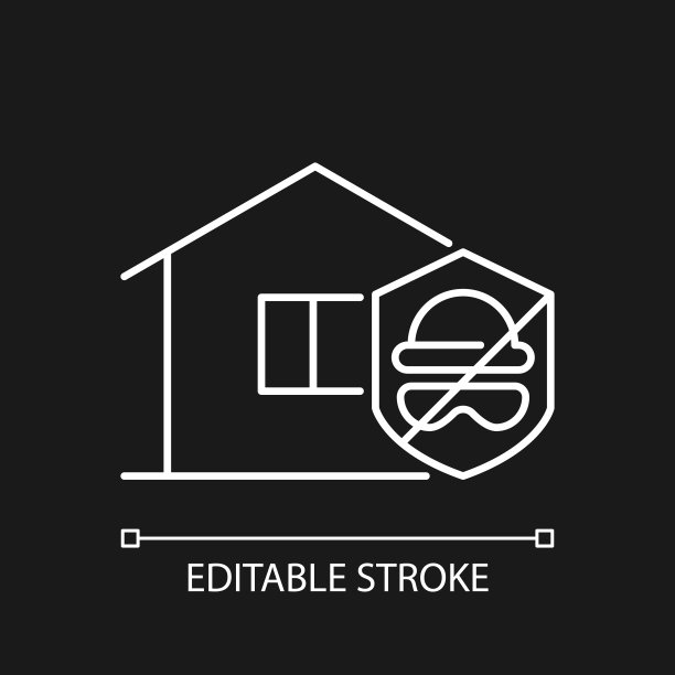 防盗盗窃白色线性图标为黑色主题图片下载