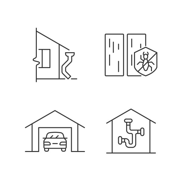 住宅建设线性图标集图片下载