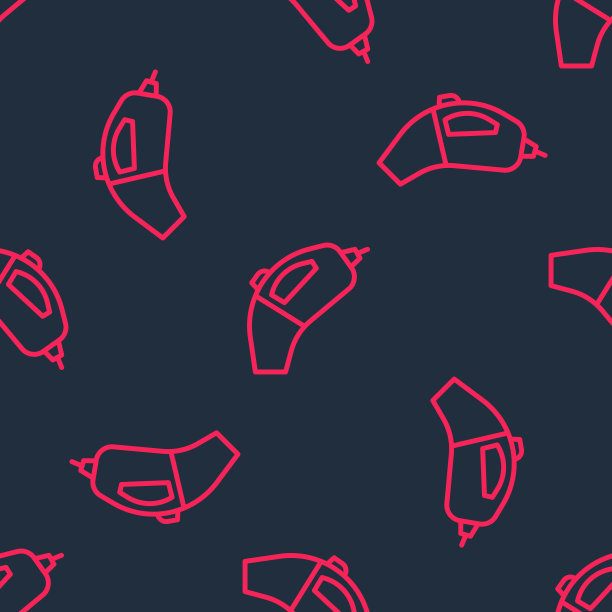 红色线便携式吸尘器图标隔离无缝模式的黑色背景。向量图片下载