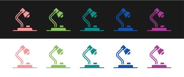 将台灯图标隔离在黑白背景上。向量图片下载