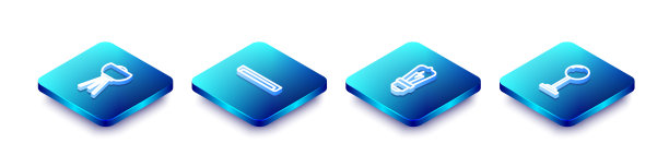 设置等距线落地灯，日光灯，灯泡和图标。向量图片下载