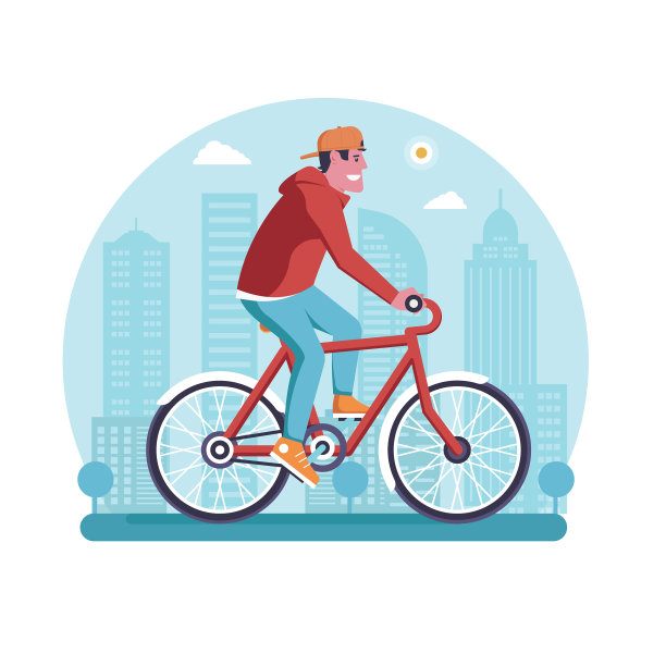骑自行车的人骑自行车在城市的场景图片下载