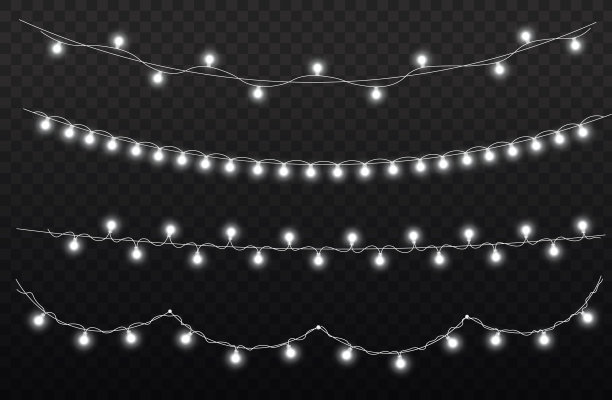 LED霓虹灯白色圣诞花环装饰图片下载