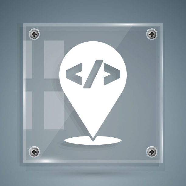 白色网页设计和前端开发图标隔离在灰色背景。方形玻璃面板。向量图片下载