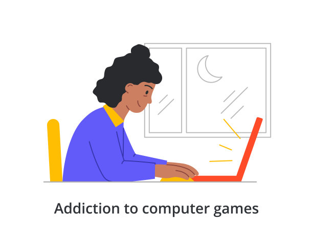 在白色背景下，疲惫的年轻女性正在遭受电脑游戏成瘾的折磨图片下载