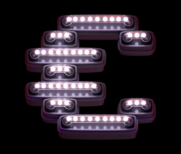 Led数码字体。白光。图片下载